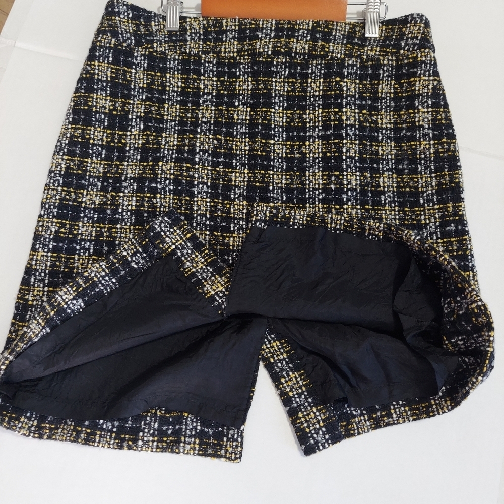 Sao Paulo Mini Skirt Zise 8 Black Womens Plaid Wool High Waist Lined Knit Used - Picture 5 of 16